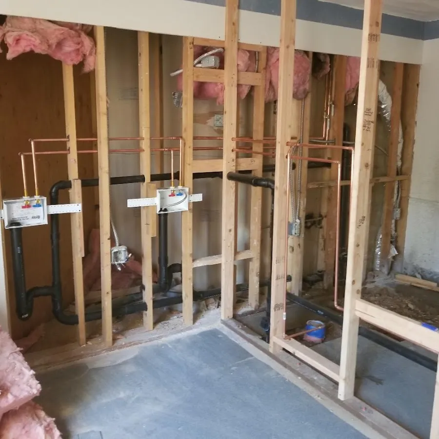 Copper pipe rough-in and plumbing installation in Topsham